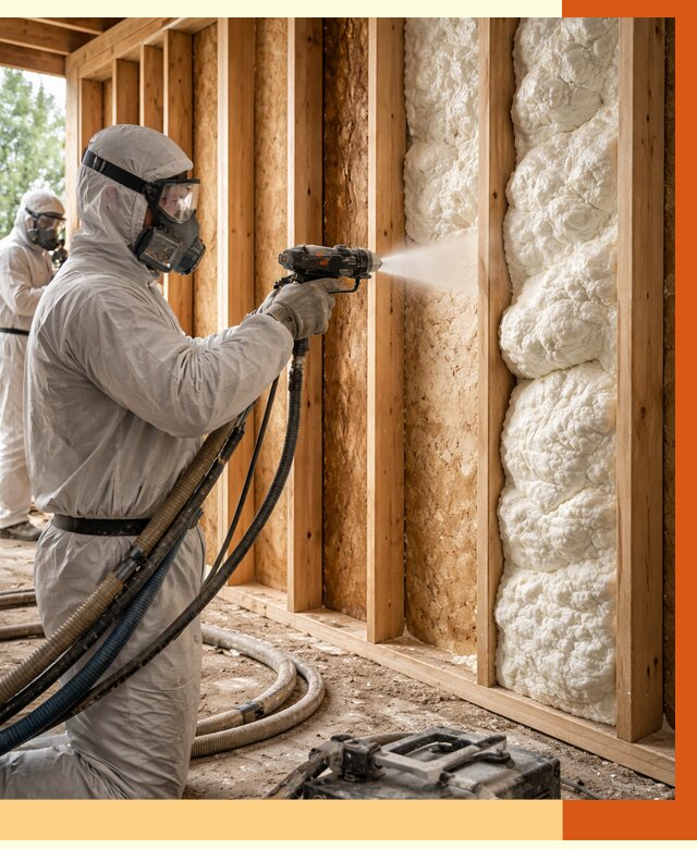 Утепление каркасного дома ППУ в Боровичах от 2918 руб./м2 — работа под ключ | ТепломастерБрв