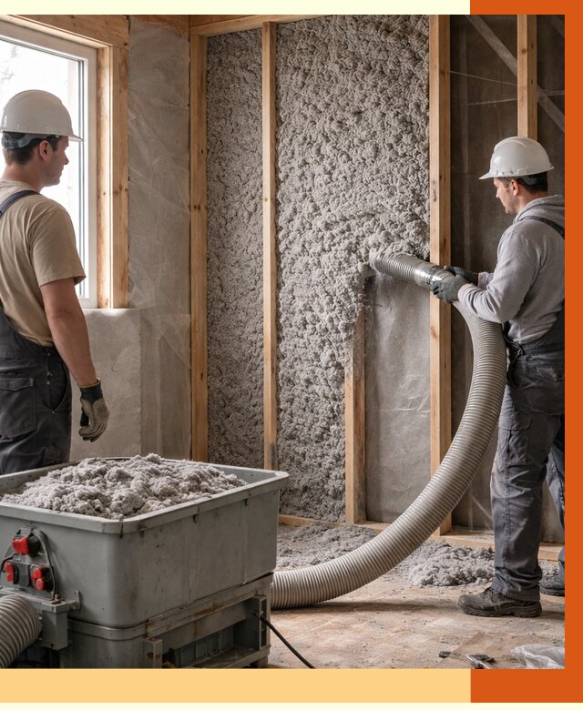 Утепление каркасного дома эковатой в Боровичах от 1876 руб. | ТепломастерБрв