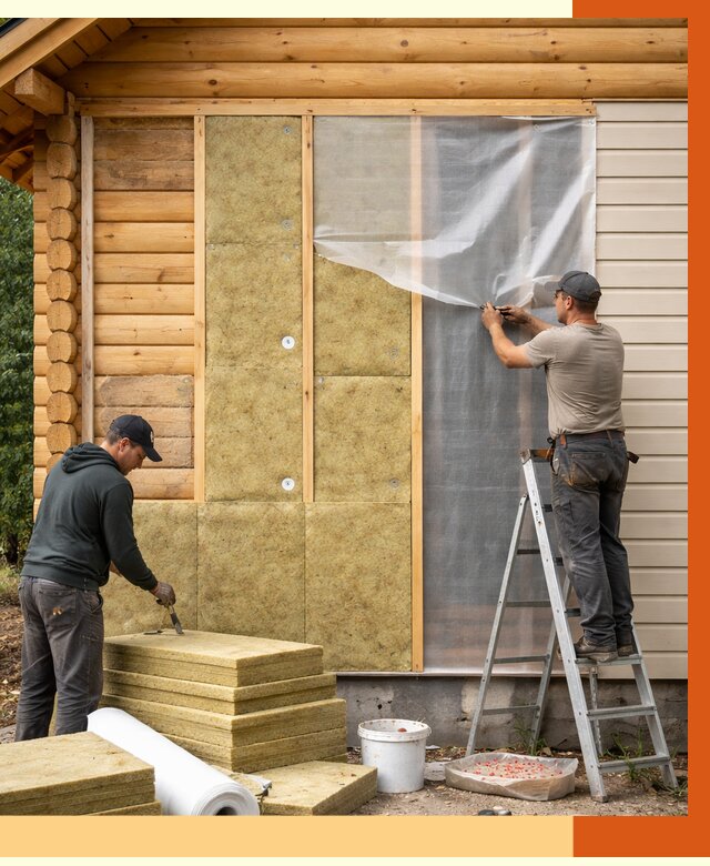 Утепление дома из бруса в Боровичах от 3909 руб./м2 — работы под ключ | ТепломастерБрв