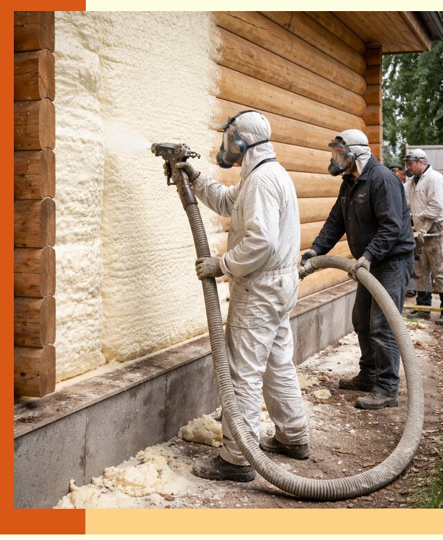 Утепление дома из бруса пенополиуретаном в Боровичах