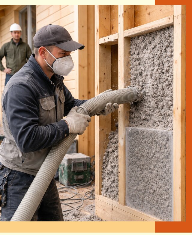 Утепление дома из бруса эковатой в Боровичах от 1928 руб/м2 | ТепломастерБрв