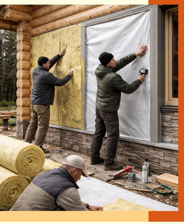 Утепление бревенчатого дома в Боровичах от 7974 руб/м2 — заказать под ключ | ТепломастерБрв