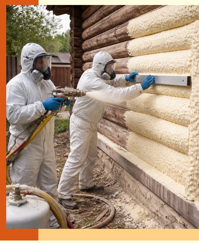 Утепление бревенчатого дома ППУ в Боровичах эффективной изоляцией