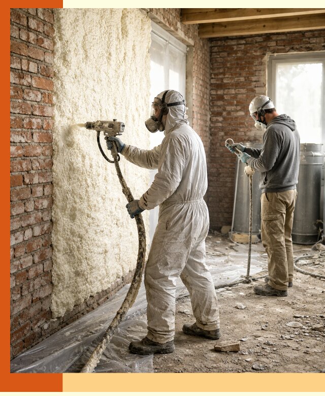 Утепление кирпичного дома пенополиуретаном в Боровичах