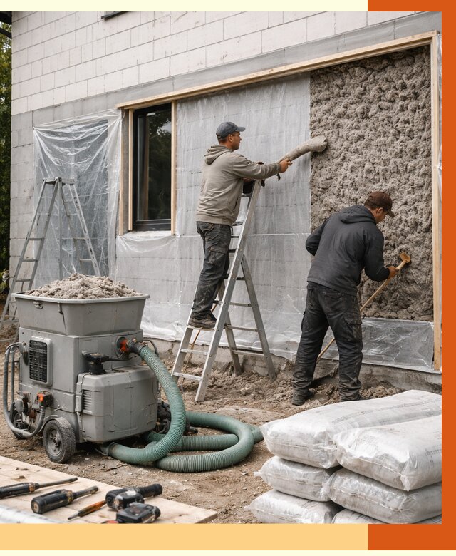 Утепление дома из газобетона эковатой в Боровичах от 4690 руб./м2 | ТепломастерБрв