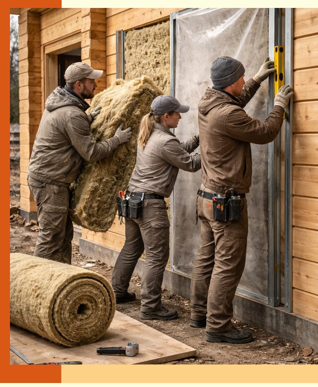 Утепление дома из двойного бруса в Боровичах качественно и надёжно