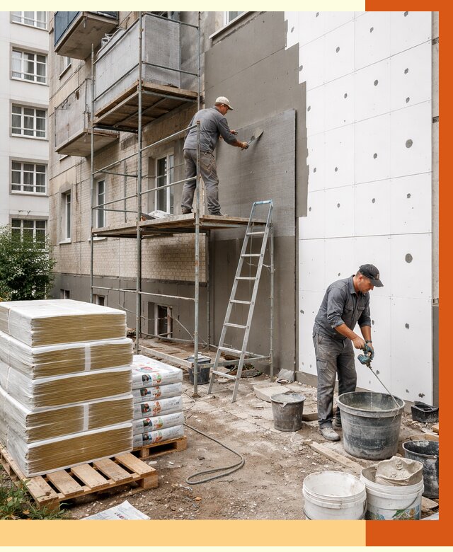 Утепление квартиры снаружи в Боровичах от 6410 руб/м2 под ключ | ТепломастерБрв