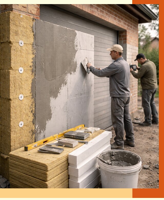 Утепление гаража снаружи в Боровичах от 4378 руб. за м2 — наружное утепление под ключ | ТепломастерБрв