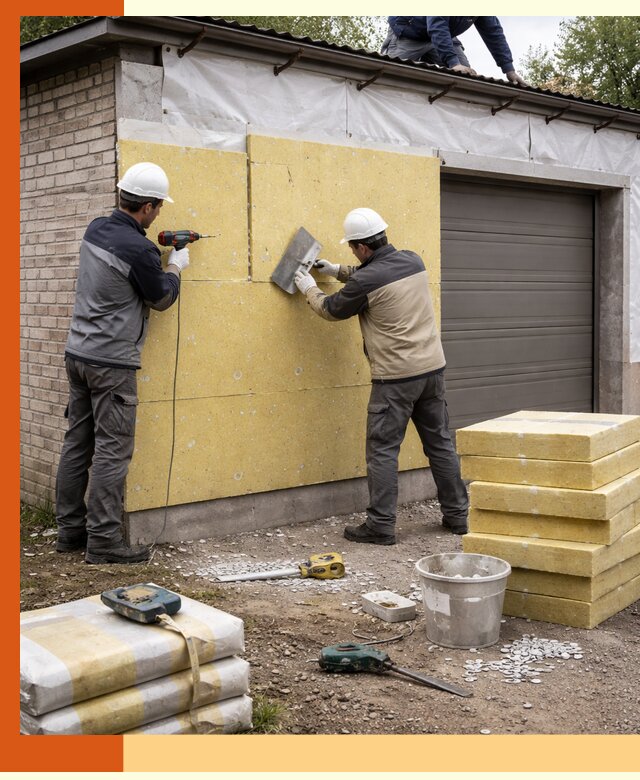 Утепление гаража снаружи в Боровичах качественно и надёжно