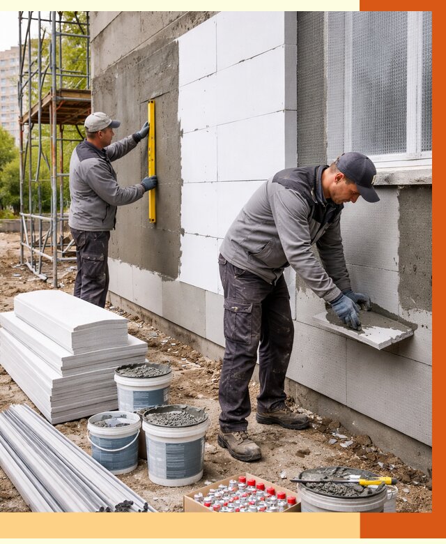 Утепление фасада и стен снаружи в Боровичах от 4378 руб. | ТепломастерБрв