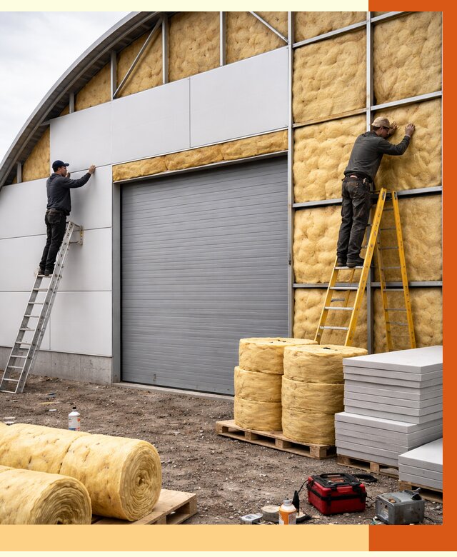 Утепление ангара пенополиуретаном в Боровичах от 7505 руб./м² — комплекс от ТепломастерБрв