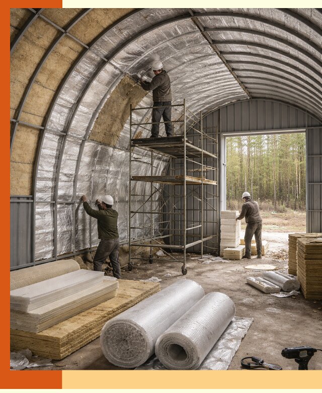 Утепление арочного ангара под ключ в Боровичах
