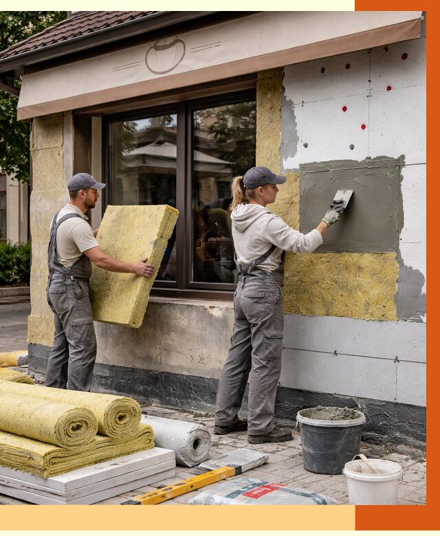 Утепление кафе в Боровичах от 4378 руб/м2 — комплексно под ключ | ТепломастерБрв