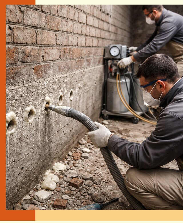 Заполнение колодцевой кладки ППУ в Боровичах быстро и герметично