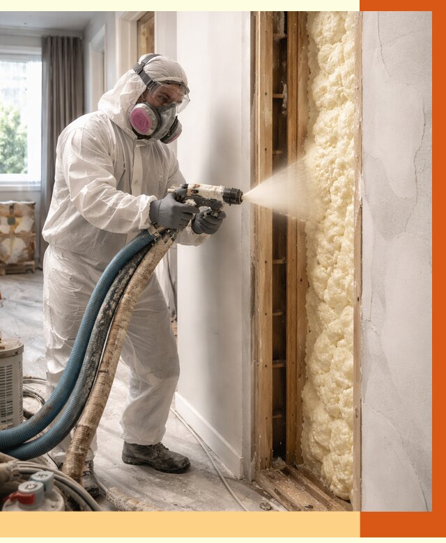 Межстеновое утепление ППУ в Боровичах от 2866 руб/м2 — межстенное утепление под ключ | ТепломастерБрв