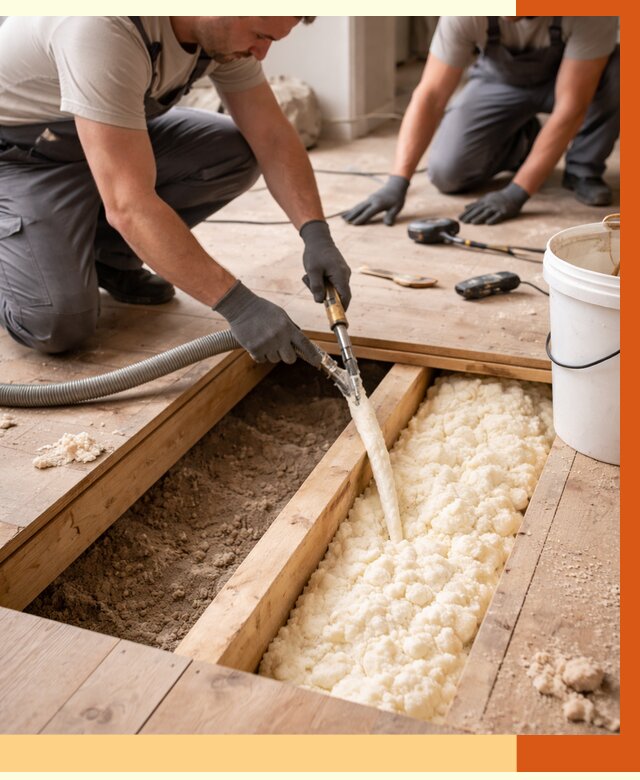 Заполнение пустот пола в Боровичах от 2814 руб. — утепление пустот пола под ключ | ТепломастерБрв