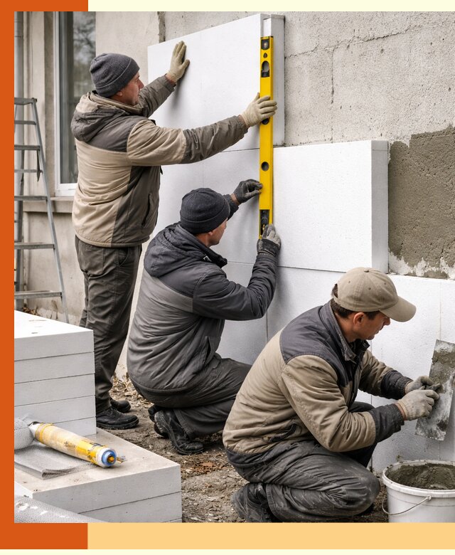 Утепление пенопластом наружных стен и фасадов в Боровичах