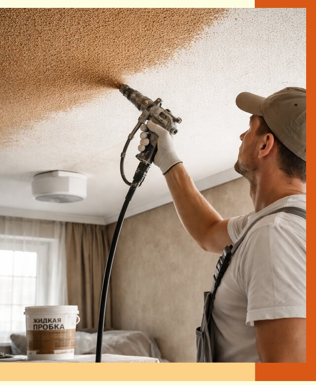 Утепление потолка жидкой пробкой в Боровичах от 3648 руб. | ТепломастерБрв