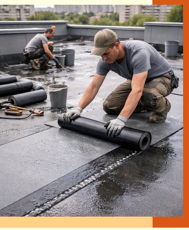 Гидроизоляция плоской кровли в Боровичах от 4690 руб./м2 — профессионально | ТепломастерБрв
