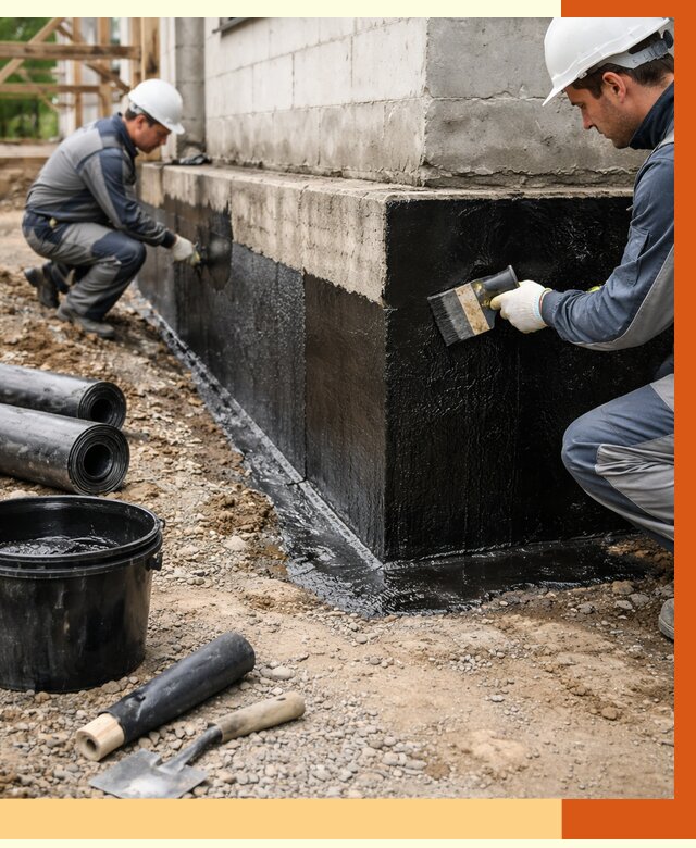 Гидроизоляция фундамента в Боровичах от 1303 руб. — профессионально, под ключ | ТепломастерБрв