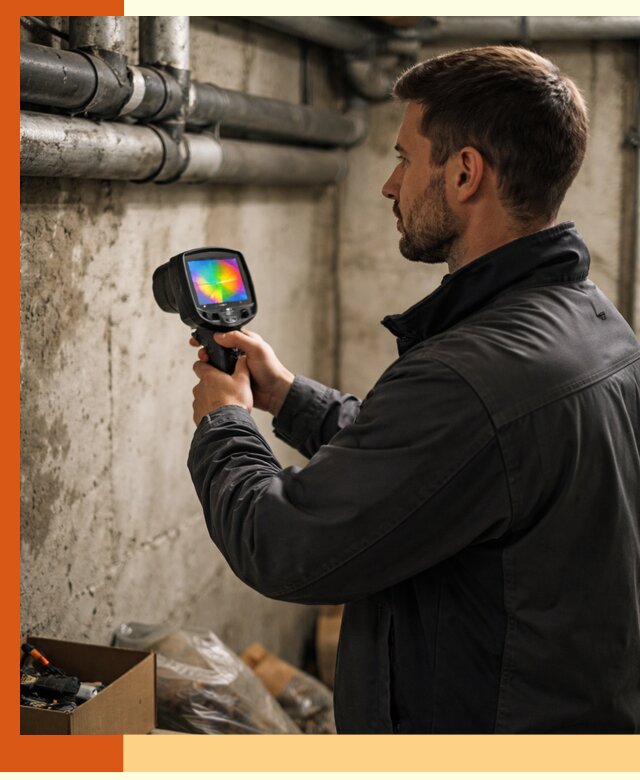Тепловизионное обследование подвала в Боровичах для поиска утечек тепла