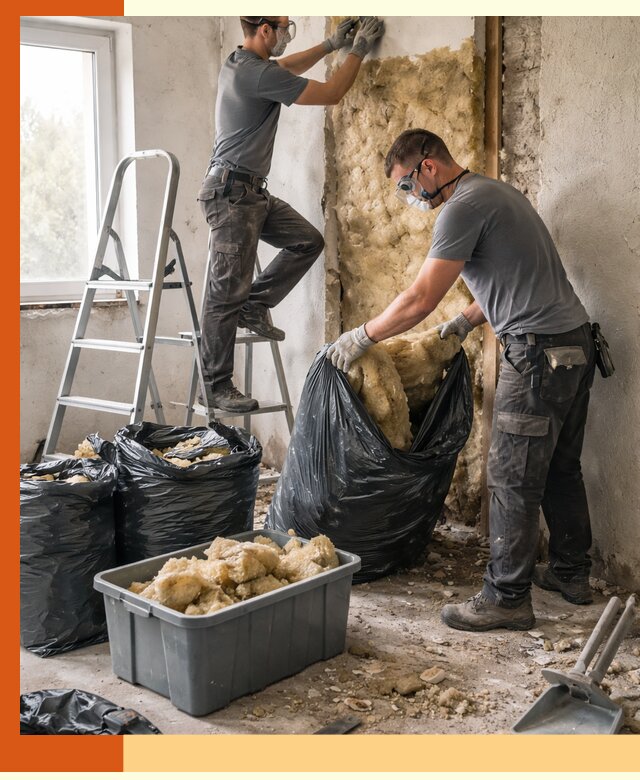 Демонтаж старого утеплителя и вывоз отходов в Боровичах