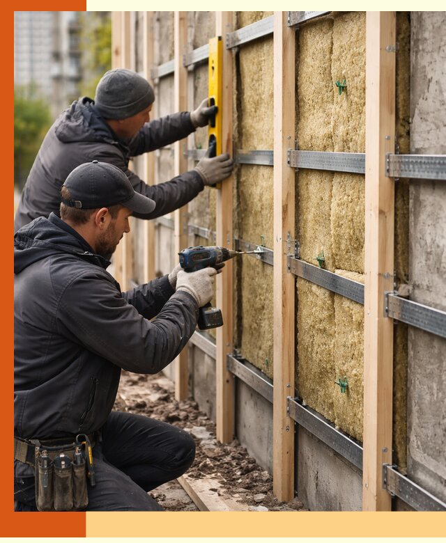 Монтаж обрешетки под утепление зданий и квартир в Боровичах